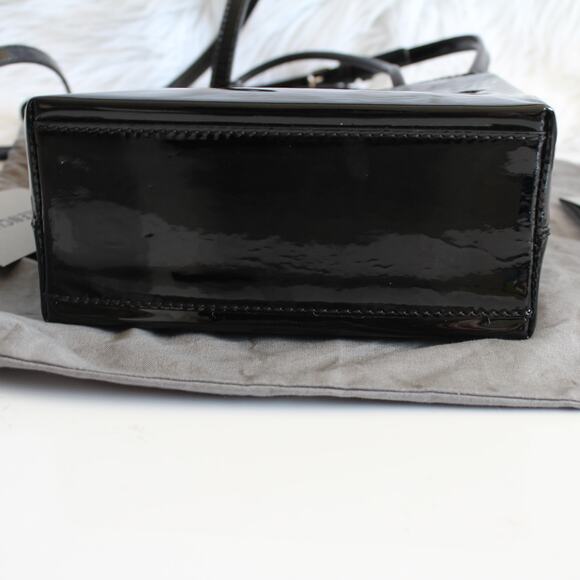 Balenciaga Black Patent Leather XXS Shopping Tote Crossbody Bag New - Picture 11 of 14